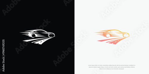 Dynamic Speeding Car Logo Concept - Automotive Transport Brand Symbol
