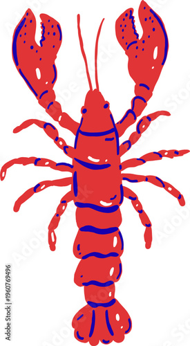 Red Lobster Illustration Hand Drawn