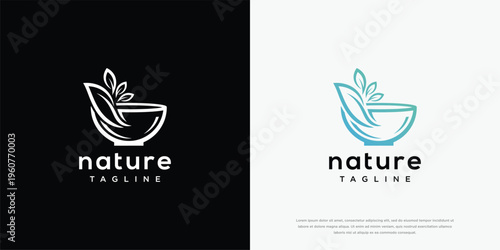 Nature Leaf Bowl Logo Design Concept for Organic Herbal Wellness Brand