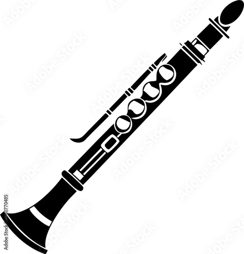 Clarinet line art vector icon black and white, white background
