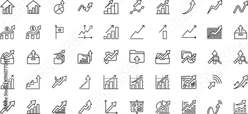 Office management and logistics growth outline icon set