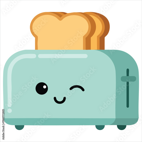 Adorable Cartoon Toaster Appliance With A Charming Smile Isolated Vector Illustration On White Background