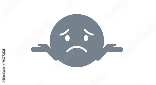 A gray emoticon shrugging with frustration.