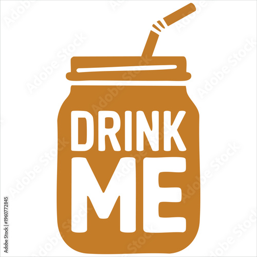 Whimsical Jar Labeled With The Text Drink Me For A Fantasy Story Isolated Vector Illustration On White Background