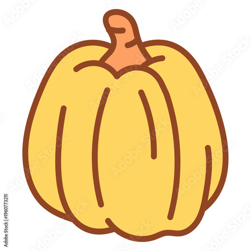 Butternut Squash Pumpkin Vector Illustration Isolated on White Background