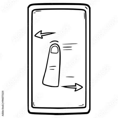 touchscreen gesture swipe illustration hand drawn outline vector