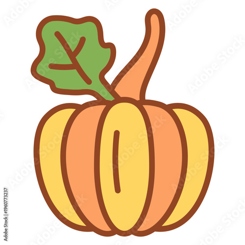 Butternut Squash Pumpkin Vector Illustration Isolated on White Background