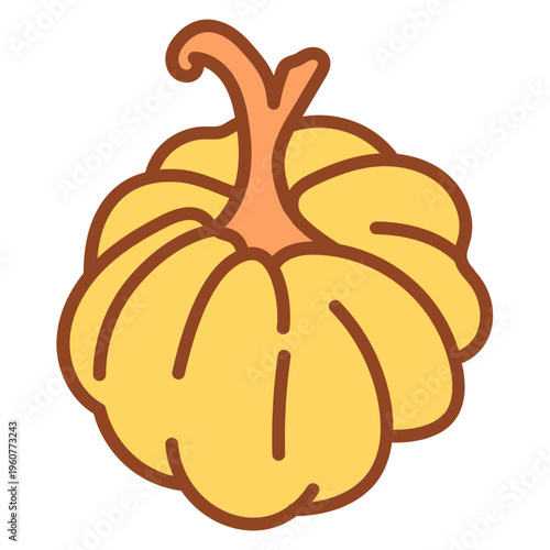 Butternut Squash Pumpkin Vector Illustration Isolated on White Background