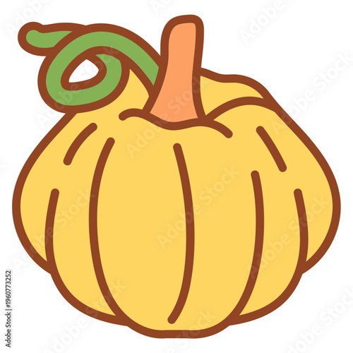 Butternut Squash Pumpkin Vector Illustration Isolated on White Background