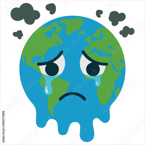 Sick Earth Globe With Polluted Atmosphere And Respiratory Issues Isolated Vector Illustration On White Background