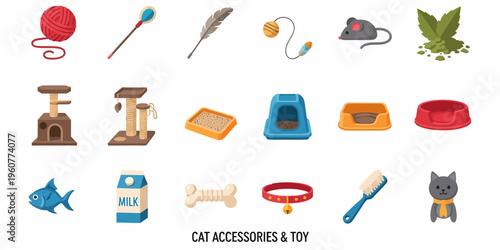 Cat toys and accessories collection.