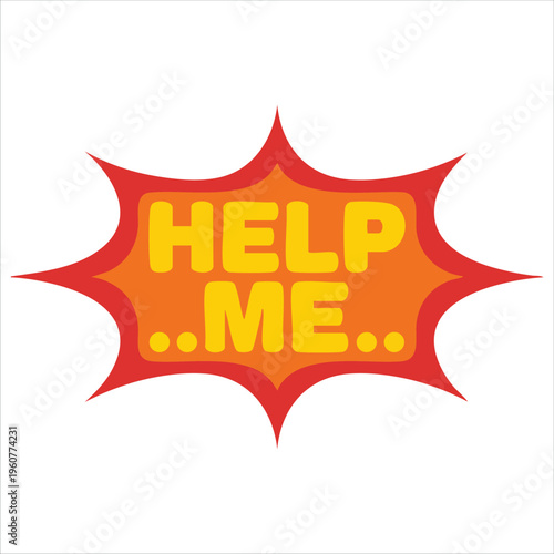 Help Me Text In Comic Book Vector Style For Assistance Concepts Isolated Vector Illustration On White Background