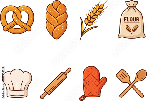 Baking Ingredients and Tools Illustration.