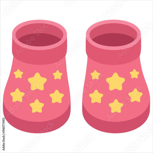 Colorful Spring Footwear For Children With A Playful Star Design Isolated Vector Illustration On White Background