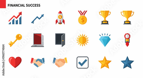 Financial success icons and symbols.