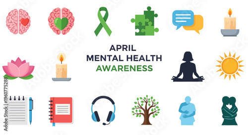 Mental Health Awareness Icons Collection.