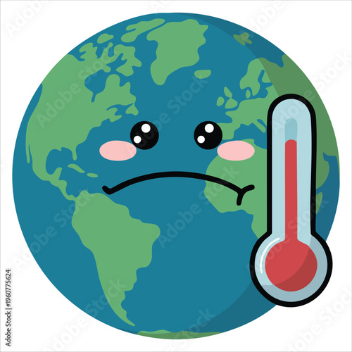 Global Warming Cartoon Illustration Vector For Climate Change Concept Isolated Vector Illustration On White Background