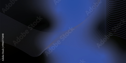 Radiant navy and black gradient waves emerging smoothly from a deep shadowy base over a textured grain background with delicate glowing accents, modern creative banner design