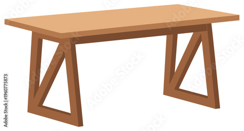 Table wooden furniture illustration representing workspace desk and interior design