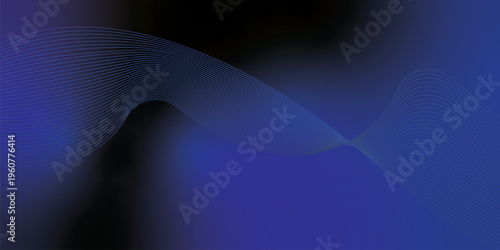 Radiant navy and black gradient waves emerging smoothly from a deep shadowy base over a textured grain background with delicate glowing accents, modern creative banner design