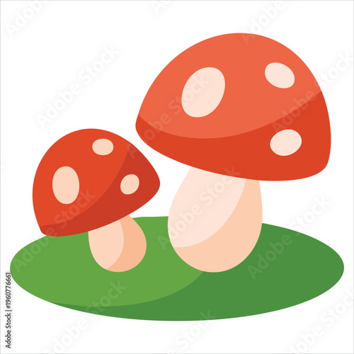 Illustrator Of Mushrooms With Forest Fungi And Stems Isolated Vector Illustration On White Background