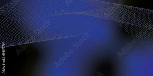 Radiant navy and black gradient waves emerging smoothly from a deep shadowy base over a textured grain background with delicate glowing accents, modern creative banner design