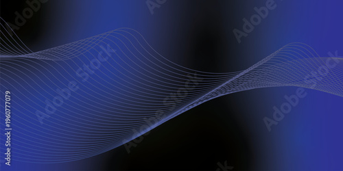 Radiant navy and black gradient waves emerging smoothly from a deep shadowy base over a textured grain background with delicate glowing accents, modern creative banner design