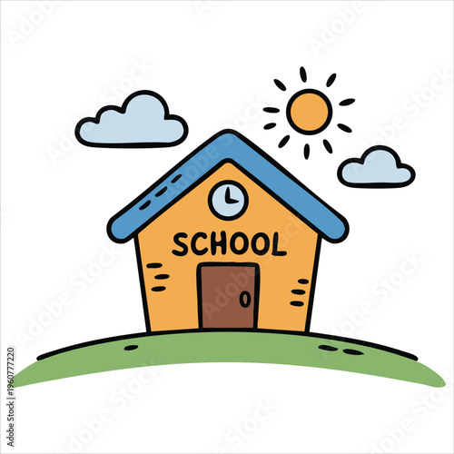 Creative Classroom Artwork Depicting School Life and Learning isolated vector illustration on white background