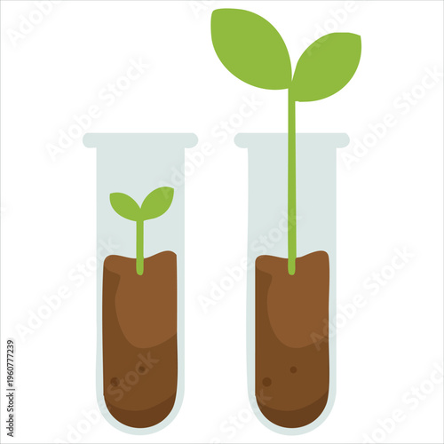 Scientific Research Plant Growing Inside Laboratory Glassware isolated vector illustration on white background