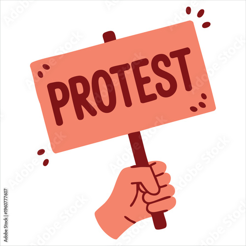 Hand Holding a Protest Sign with Motivation Calligraphy Phrase in Black Ink