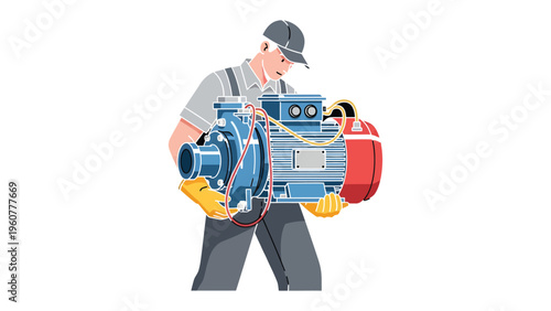 Industrial Precision: An industrial worker meticulously examines a complex machinery component, demonstrating technical expertise and focused diligence.