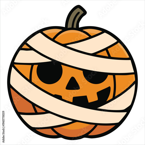 Halloween Pumpkin Head Cartoon Illustration for Sublimation and Design