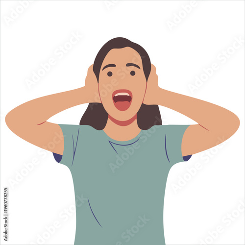 Woman Holding Her Ears While Making a Loud Voice to Appeal for Something