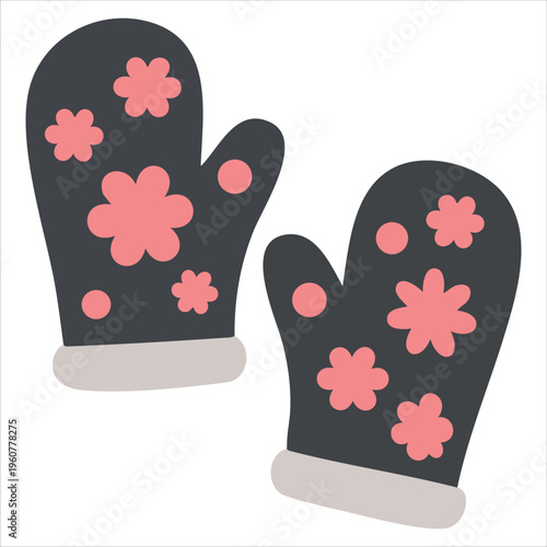 Oven Mitts Symbol for Cooking and Baking Accessories isolated vector illustration on white background