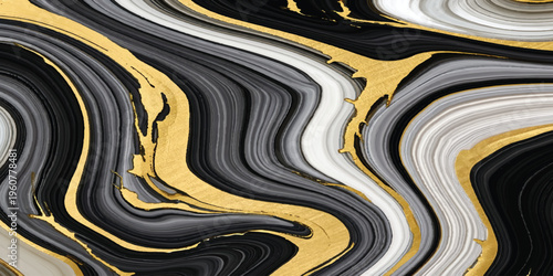 Black and white abstract background featuring a winding asphalt road vector illustration with curved lines and a long travel path design