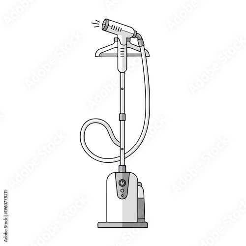 Standing Garment Steamer Vector Illustration Isolated on White