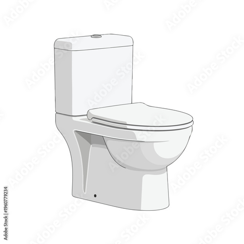 Modern Ceramic Flush Toilet Illustration Isolated on White