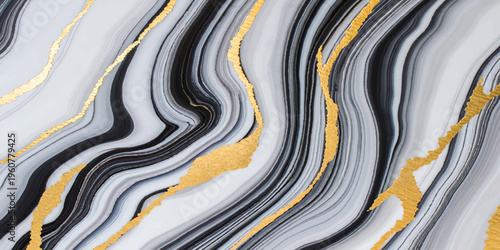 Seamless colorful striped fabric texture featuring an artistic wave design with a liquid flow of blue and gold patterns for a wallpaper backdrop