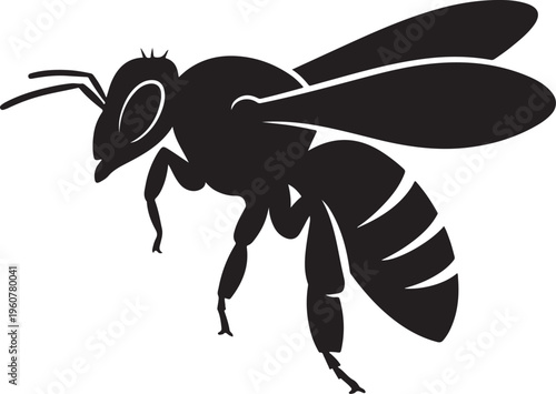 Black wasp, insect icon, vector illustration, pest control symbol