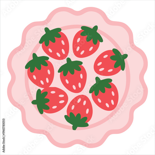 Delicious Strawberry Pie on a Blue Background isolated vector illustration on white background
