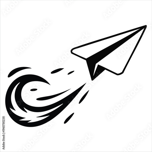 Paper Aircraft Engulfed in Flames and Smoke isolated vector illustration on white background