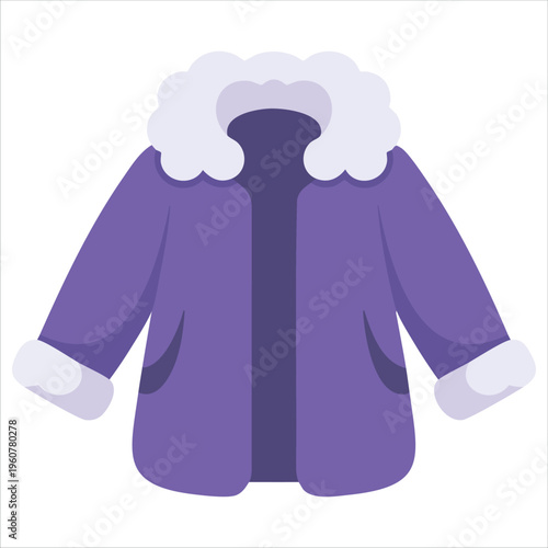 Fur Purple Coat on a Green Background isolated vector illustration on white background