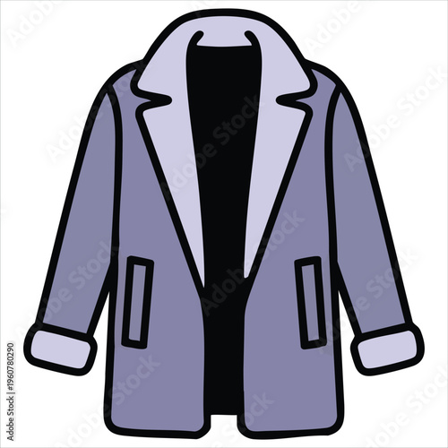 Luxurious Purple Fur Garment on Green isolated vector illustration on white background