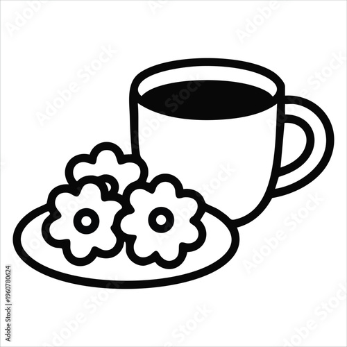 Yummy Cookies and Dessert Served with Coffee Mug for Teatime Flat Vector