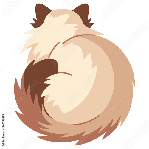 Beautiful Cute Pet Birman Cat Before Jumping Flat Vector on White Background