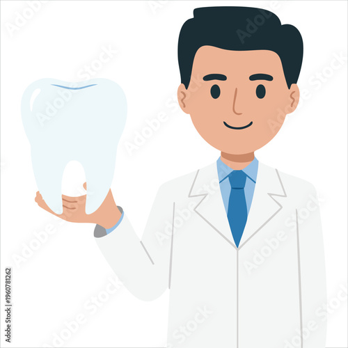 Orthodontist Services Concept with Healthy Tooth Flat Vector Illustration