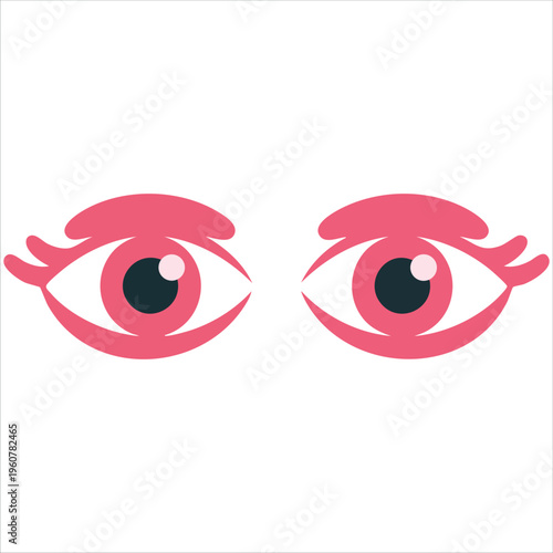 Vector Cartoon Illustration of Animate Plastic Toy Eyes with Eyelashes