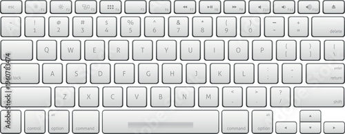 Modern Silver Laptop Keyboard Illustration - Minimalist QWERTY Keypad Vector for Tech and Office Design