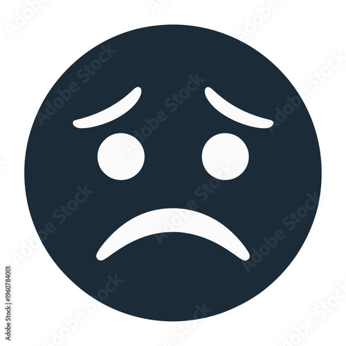 Vector of a sad face with frowning eyebrows and a downturned mouth