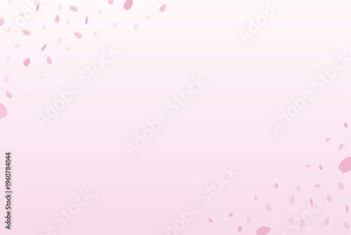 桜の花びらが舞う春の背景 淡いピンクの余白が美しい和風ベクター素材